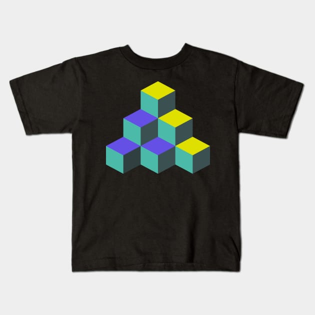 Minimal 80s Cubes Arcade Design Kids T-Shirt by MeatMan